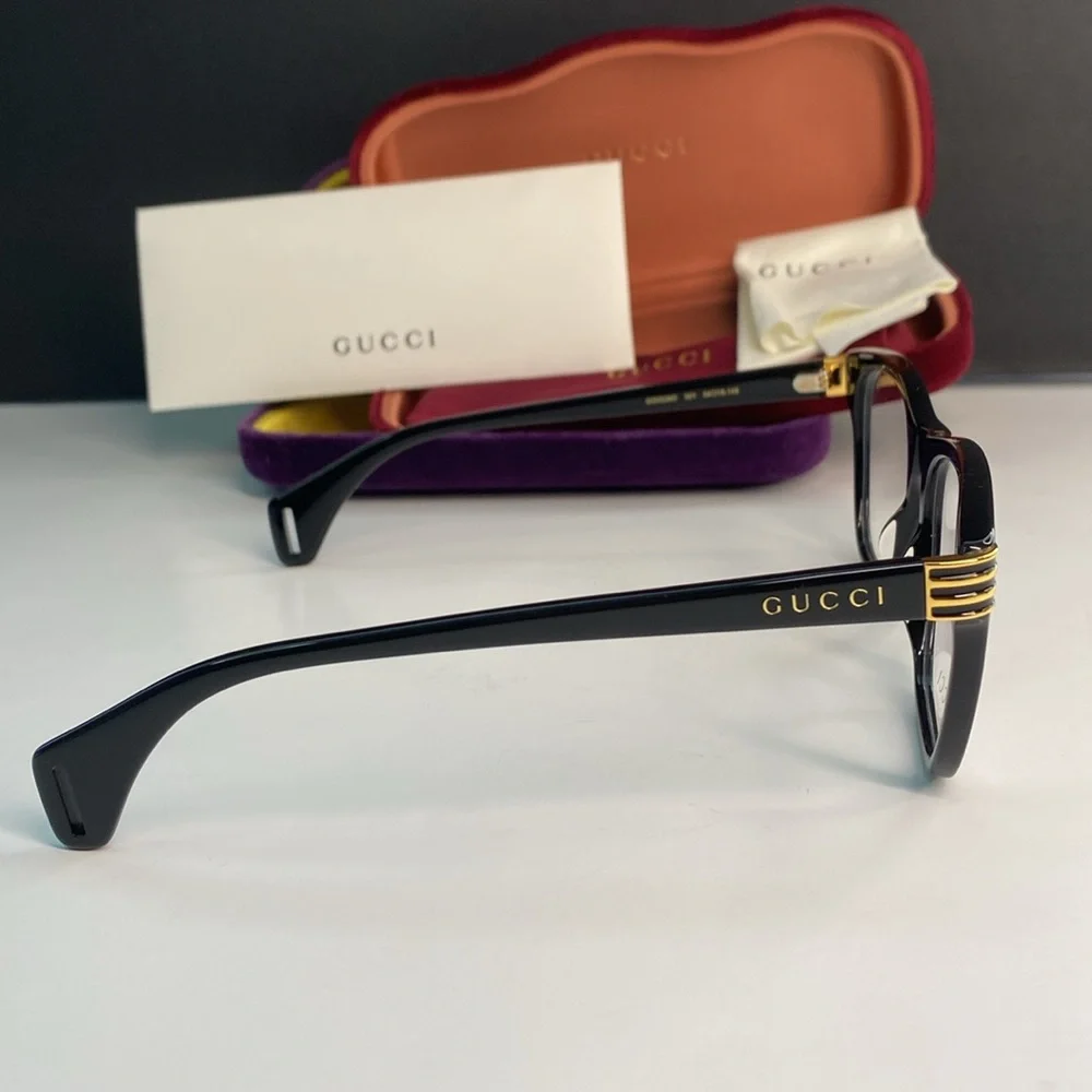 Gucci New Authentic GG0526o 001 Black and Gold Eyeglasses